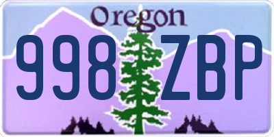 OR license plate 998ZBP