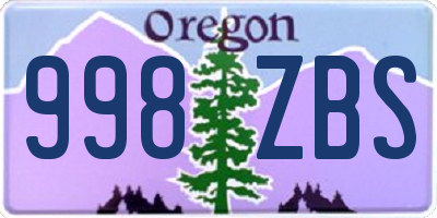 OR license plate 998ZBS