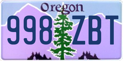 OR license plate 998ZBT