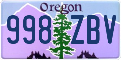 OR license plate 998ZBV