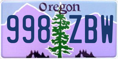 OR license plate 998ZBW