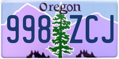 OR license plate 998ZCJ