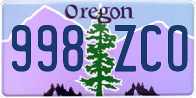 OR license plate 998ZCO