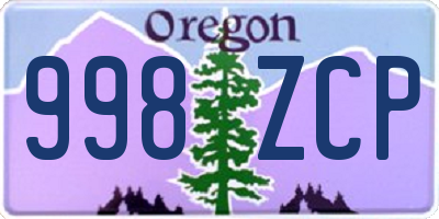 OR license plate 998ZCP