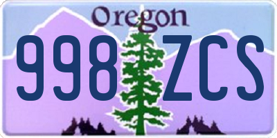 OR license plate 998ZCS