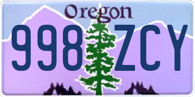 OR license plate 998ZCY