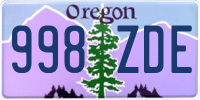 OR license plate 998ZDE