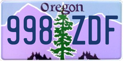 OR license plate 998ZDF