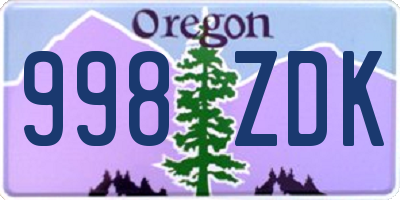 OR license plate 998ZDK