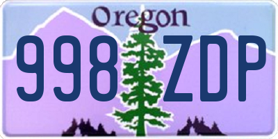OR license plate 998ZDP