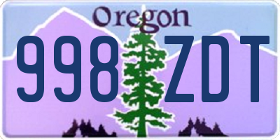 OR license plate 998ZDT