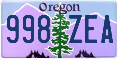 OR license plate 998ZEA