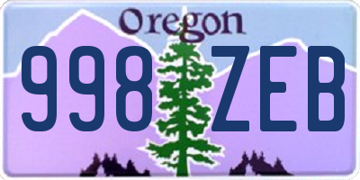 OR license plate 998ZEB