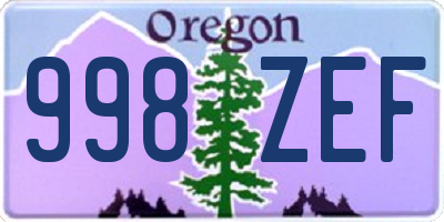 OR license plate 998ZEF