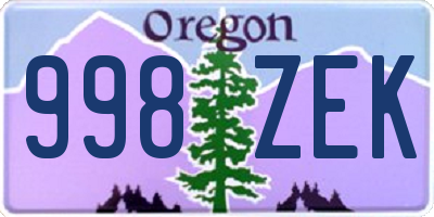 OR license plate 998ZEK