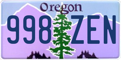 OR license plate 998ZEN