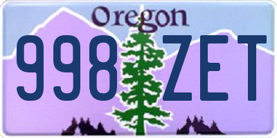 OR license plate 998ZET