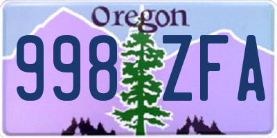 OR license plate 998ZFA