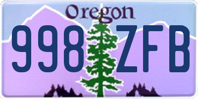 OR license plate 998ZFB