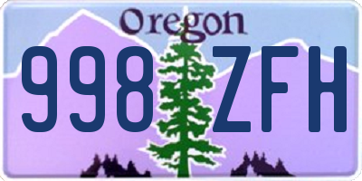 OR license plate 998ZFH