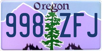 OR license plate 998ZFJ