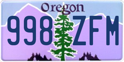 OR license plate 998ZFM