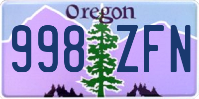 OR license plate 998ZFN