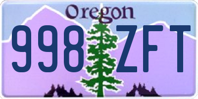 OR license plate 998ZFT