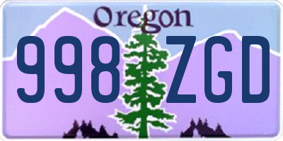 OR license plate 998ZGD