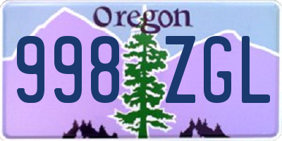 OR license plate 998ZGL