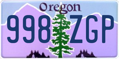 OR license plate 998ZGP
