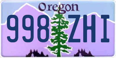 OR license plate 998ZHI