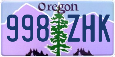 OR license plate 998ZHK