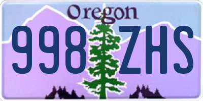 OR license plate 998ZHS