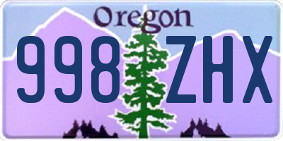 OR license plate 998ZHX