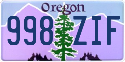 OR license plate 998ZIF