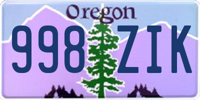 OR license plate 998ZIK