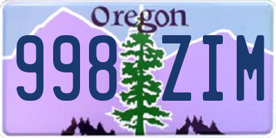 OR license plate 998ZIM