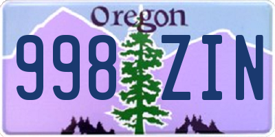 OR license plate 998ZIN