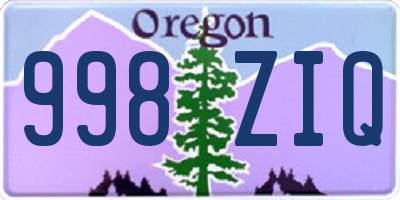 OR license plate 998ZIQ