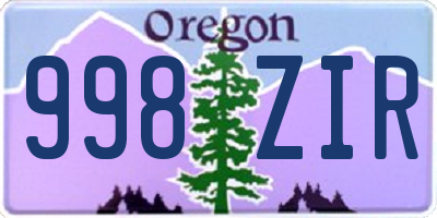 OR license plate 998ZIR