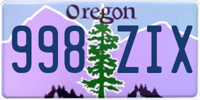OR license plate 998ZIX