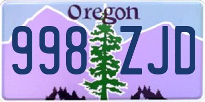 OR license plate 998ZJD