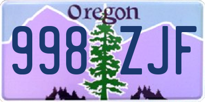 OR license plate 998ZJF