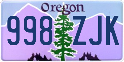 OR license plate 998ZJK