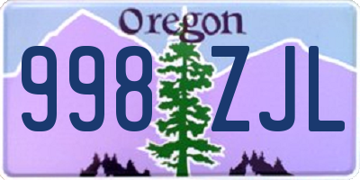 OR license plate 998ZJL