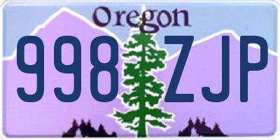 OR license plate 998ZJP