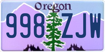 OR license plate 998ZJW