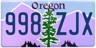 OR license plate 998ZJX