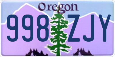 OR license plate 998ZJY